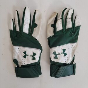 Under Armour Clean Up Batting Gloves Green White Youth Medium